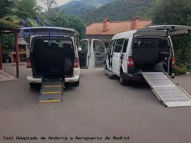 Taxi adaptado de Aeropuerto de Madrid a Andorra